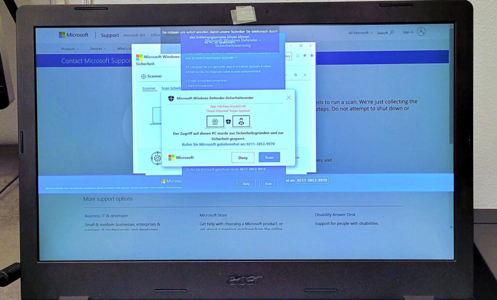Bildschirm mit Schadsoftware