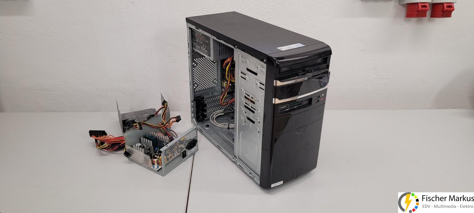 PC mit defektem und abgebranntem ATX Netzteil