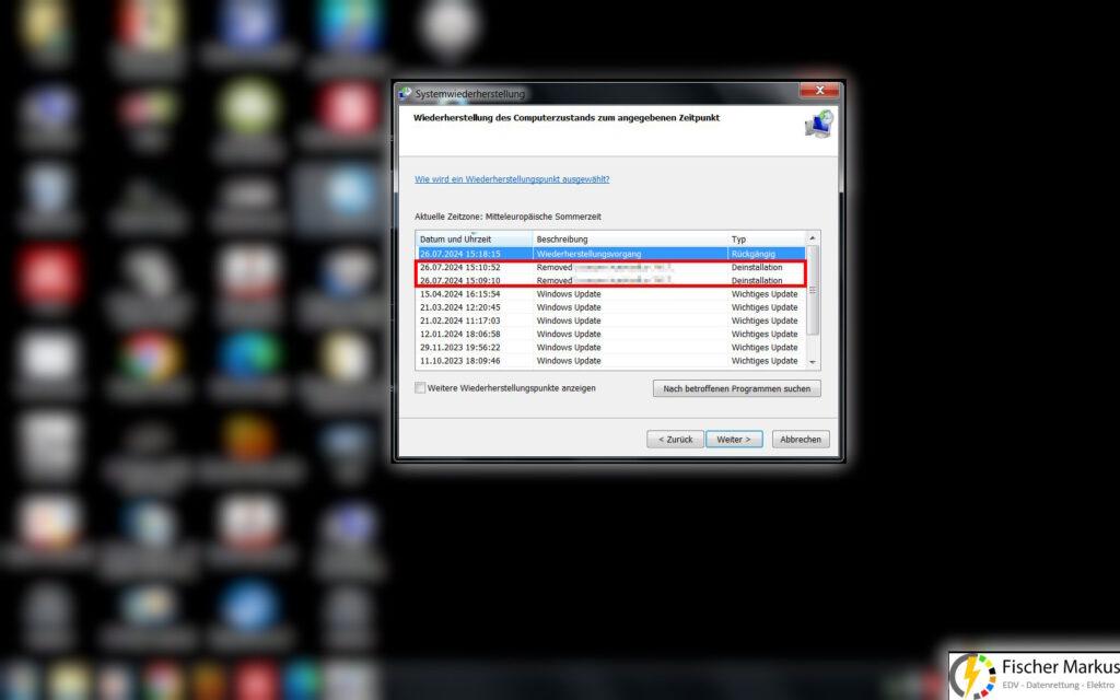 Datenrettung und IT-Forensik (1) Log Eintrag Software Deinstallation