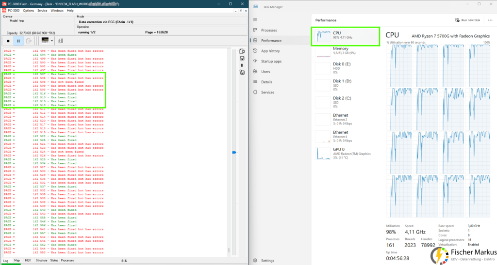ECC Fehlerkorrektur und Prozessor Auslastung