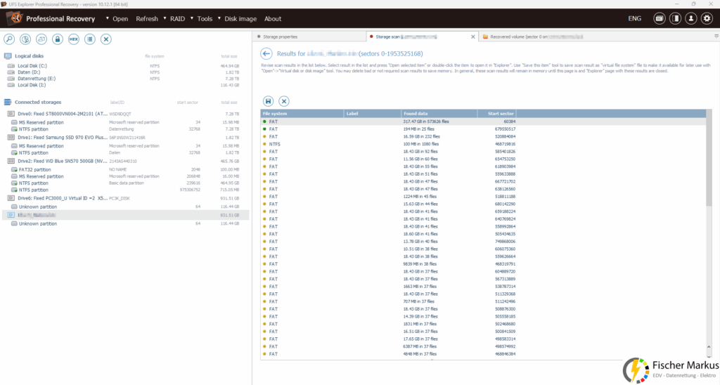 Datenrettung 1TB HDD beschädigtes Dateisystem UFS Explorer Professional