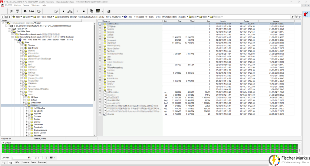 Zugriff auf Daten mittels PC-3000 Data Extractor