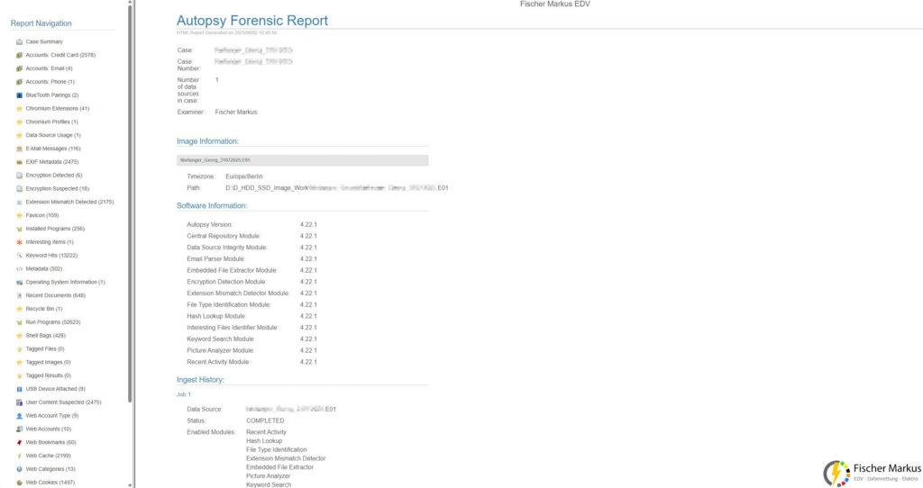 Unterstützung Cybercrime IT-Forensik (1) Autopsy Forensic Report