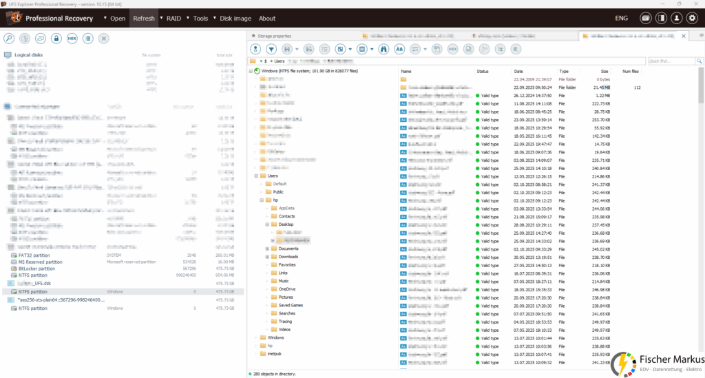 Datenrettung SSD nach Kaffee über Laptop (2) Datenwiederherstellung mit Spezialsoftware UFS Explorer Professional Recovery