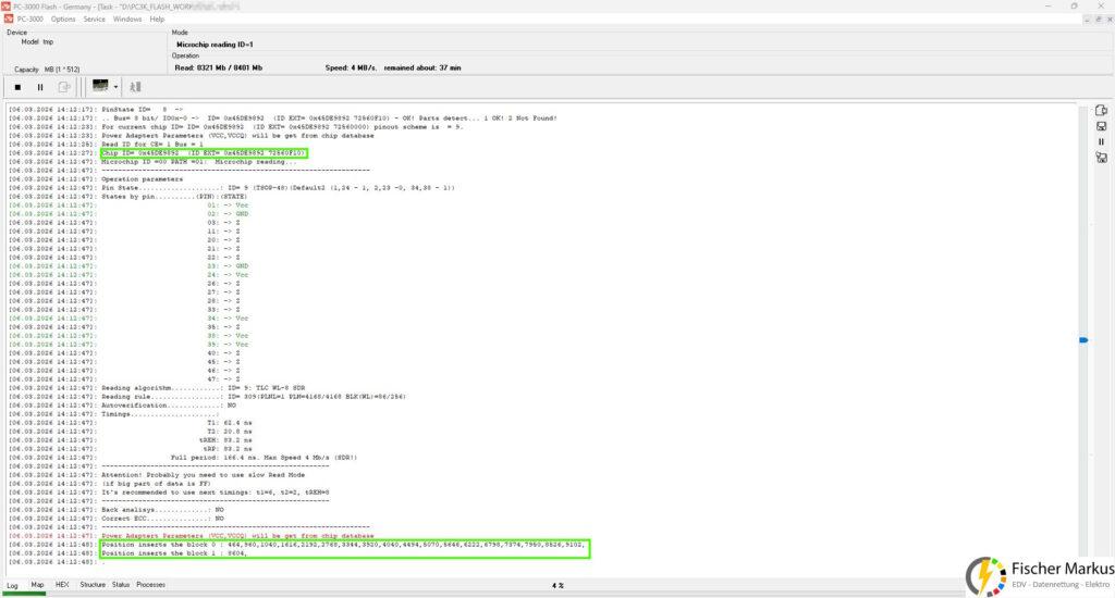 16Gb USB Stick Controller SM3257 Datenrettung (4) Zugriff auf Flash Speicherchip