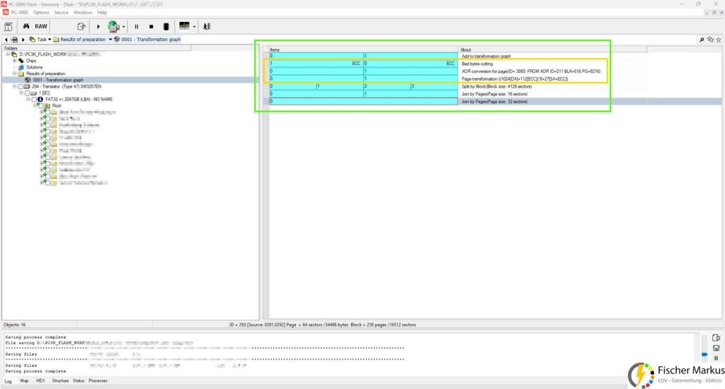 16Gb USB Stick Controller SM3257 Datenrettung (8) Softwarebearbeitung ECC und XOR
