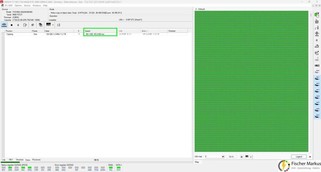 Datenrettung HDD 4 TB Toshiba MQ04UBB400 (9) Performance nach Firmware Modifikation