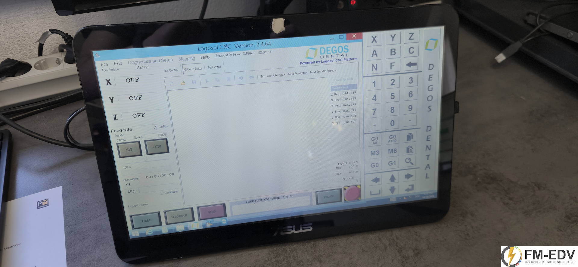 Reparatur Tablet Dental CNC Fräse (1) betriebsbereit